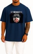 Oversize Monkeys Series And Season Folder İcons, 12 Monkeys Göğüs Tasarımlı Unisex T-Shirt