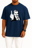 Oversize Orta Parmak Middle Finger Göğüs Tasarımlı Unisex T-Shirt