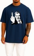 Oversize Orta Parmak Middle Finger Göğüs Tasarımlı Unisex T-Shirt