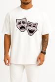 Oversize Tragedy Theatre Of Ancient Greece Comedy Drama Göğüs Tasarımlı Unisex T-Shirt