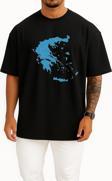 Oversize Yunanistan Haritası Ve Adalar Göğüs Tasarımlı Unisex T-Shirt