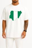 Oversize Nijerya Bayrağı Ve Haritası Göğüs Tasarımlı Unisex T-Shirt
