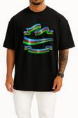 Oversize Azerbaycan Bayrağı Göğüs Tasarımlı Unisex T-Shirt