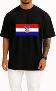 Oversize Flag Of Croatia Kingdom Of Croatia National Flag Göğüs Tasarımlı Unisex T-Shirt