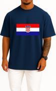 Oversize Flag Of Croatia Kingdom Of Croatia National Flag Göğüs Tasarımlı Unisex T-Shirt