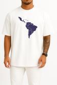 Oversize Güney Afrika Kıtası Haritası Göğüs Tasarımlı Unisex T-Shirt