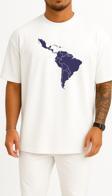 Oversize Güney Afrika Kıtası Haritası Göğüs Tasarımlı Unisex T-Shirt
