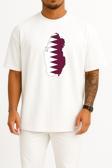 Oversize Katar - Qatar Bayrağı Göğüs Tasarımlı Unisex T-Shirt