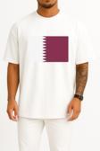 Oversize Flag Of Qatar - Katar Bayrağı Göğüs Tasarımlı Unisex T-Shirt