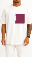 Oversize Flag Of Qatar - Katar Bayrağı Göğüs Tasarımlı Unisex T-Shirt