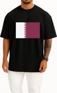 Oversize Flag Of Qatar - Katar Bayrağı Göğüs Tasarımlı Unisex T-Shirt
