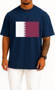 Oversize Flag Of Qatar - Katar Bayrağı Göğüs Tasarımlı Unisex T-Shirt