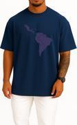 Oversize Güney Afrika Kıtası Haritası Göğüs Tasarımlı Unisex T-Shirt