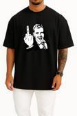 Oversize Orta Parmak Middle Finger Göğüs Tasarımlı Unisex T-Shirt