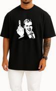 Oversize Orta Parmak Middle Finger Göğüs Tasarımlı Unisex T-Shirt