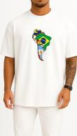 Oversize Güney Amerika Kıtası - South America Göğüs Tasarımlı Unisex T-Shirt