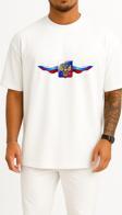 Oversize Multicolored Russia Coat Of Arms Logo Göğüs Tasarımlı Unisex T-Shirt
