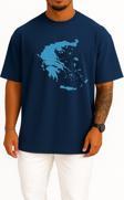 Oversize Yunanistan Haritası Ve Adalar Göğüs Tasarımlı Unisex T-Shirt