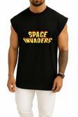 Oversize Space Invaders Video Game Göğüs Tasarımlı Atlet