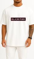 Oversize Black Pink K-Pop Göğüs Tasarımlı Unisex T-Shirt