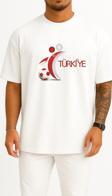 Oversize Türkiye National Football Team Göğüs Tasarımlı Unisex T-Shirt