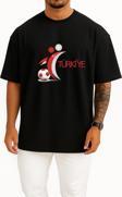 Oversize Türkiye National Football Team Göğüs Tasarımlı Unisex T-Shirt