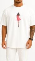 Oversize Yura South Korea Kcon Girl's Day K-Pop Göğüs Tasarımlı Unisex T-Shirt