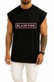 Oversize Black Pink K-Pop Göğüs Tasarımlı Atlet