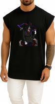 Oversize Gray Wolf Gangster Drawing Anime Göğüs Tasarımlı Atlet