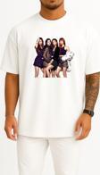 Oversize Blackpınk Magazine Gq K-Pop Elle Göğüs Tasarımlı Unisex T-Shirt