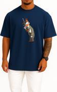 Oversize American Pekin Duck Mallard Bird, Gangster Göğüs Tasarımlı Unisex T-Shirt