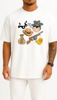 Oversize Gangster Cartoon, Pirate Characters, Cartoon Character Göğüs Tasarımlı Unisex T-Shirt