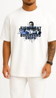 Oversize Eight - Tray Boulevard Crips Gangster Göğüs Tasarımlı Unisex T-Shirt