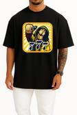 Oversize 777 Sayılar Graffiti Göğüs Tasarımlı Unisex T-Shirt