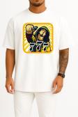 Oversize 777 Sayılar Graffiti Göğüs Tasarımlı Unisex T-Shirt