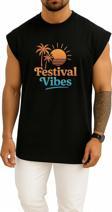Oversize Coachella Festival Vibes Göğüs Tasarımlı Atlet