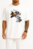 Oversize Erry Mouse Tom And Jerry Gangsta Rap Gangster Göğüs Tasarımlı Unisex T-Shirt