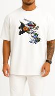 Oversize Erry Mouse Tom And Jerry Gangsta Rap Gangster Göğüs Tasarımlı Unisex T-Shirt