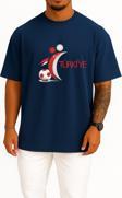Oversize Türkiye National Football Team Göğüs Tasarımlı Unisex T-Shirt