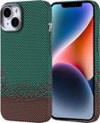 Kılıftech İphone 13 Kılıf Magsafe Şarj Özellikli Karbon Fiber Görünümlü Zore Nekst Kapak - Yeşil