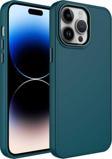 Kılıftech İphone 14 Pro Uyumlu Metal Çerçeve Ve Buton Tasarımlı Silikon Zore Luna Kılıf-Koyu Yeşil