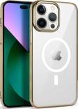 Kılıftech İphone 13 Pro Max Uyumlu Zore Wireless Şarj Özellikli Pixel Magsafe Kılıf-Gold