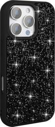 Kılıftech İphone 16 Pro Max Kılıf Parlak Taşlı Tasarım Zore Pırlanta Kapak - Siyah