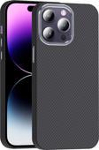 Kılıftech İphone 14 Pro Max Kılıf Magsafe Şarj Özellikli Karbon Fiber Görünümlü Kth Gros Kapak - Siyah