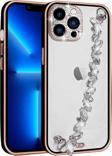 Safa İphone 12 Pro Uyumlu Taş Süslemeli Kamera Korumalı El Tutamaçlı Zore Blazer Kılıf-Siyah