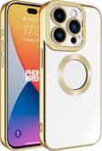 Kılıftech İphone 15 Pro Max Uyumlu Kamera Korumalı Logo Gösteren Zore Omega Kılıf-Gold