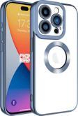 Kılıftech İphone 15 Pro Max Uyumlu Kamera Korumalı Logo Gösteren Zore Omega Kılıf-Sierra Mavi