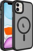 Kılıftech İphone 11 Uyumlu Mat Arka Yüzey Wireless Şarj Özellikli Zore Flet Magsafe Kılıf-Siyah