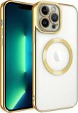 Kılıftech İphone 13 Pro Max Uyumlu Magsafe Wireless Şarj Özellikli Zore Setro Silikon-Gold