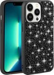 Safa İphone 13 Pro Uyumlu Parlak Taşlı Tasarım Zore Linea Kılıf-Siyah